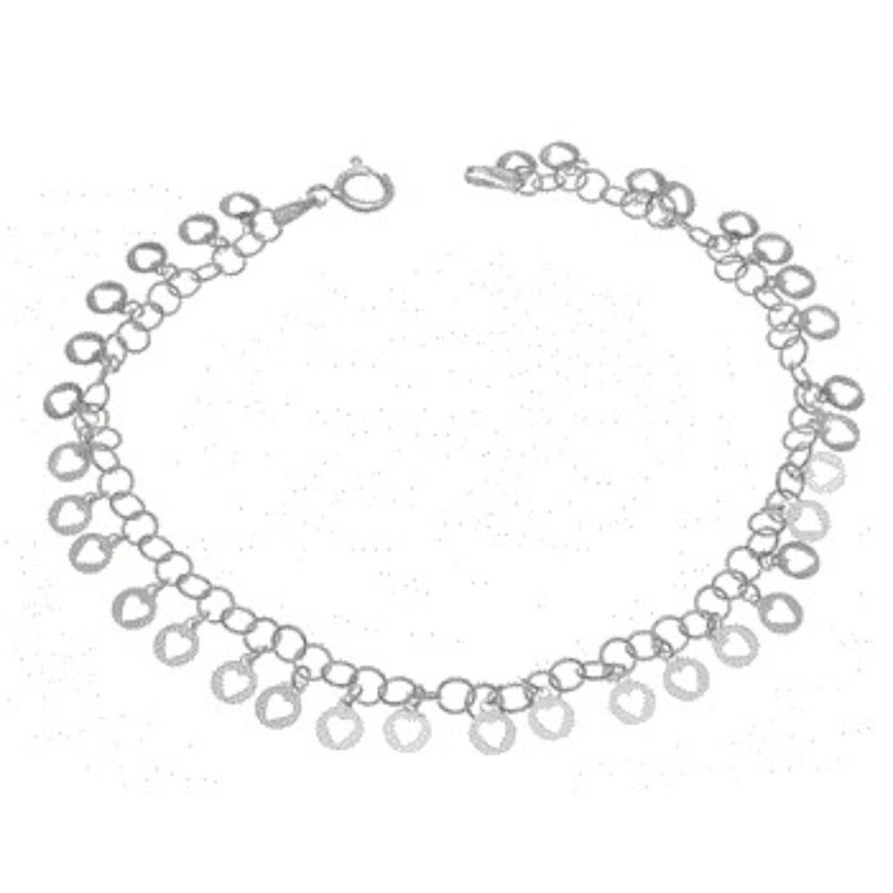 Italian 925 Sterling Silver Dangle Circle Heart Bracelet